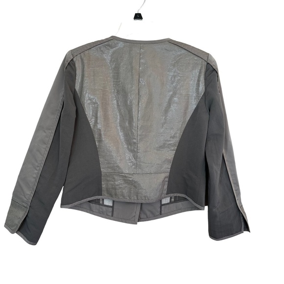 Lafayette 148 New York Size 6 Linen Blend Gray Pockets Faux Snake Print Jacket - Picture 3 of 16
